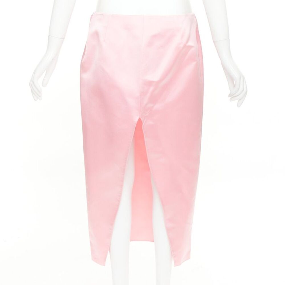 Prada 2022 Satin High Rear Split Midi Skirt